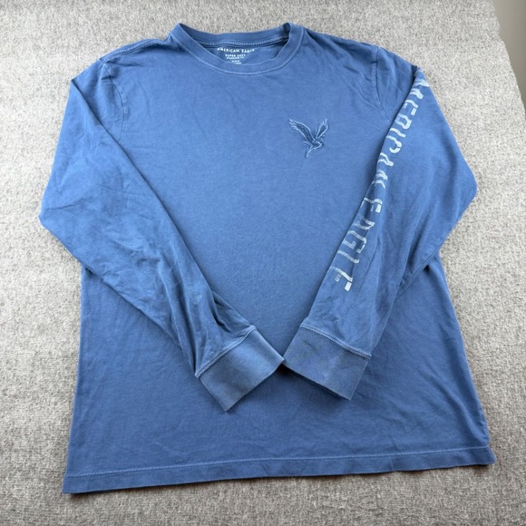 American Eagle Outfitters Tops - American Eagle Long Sleeve T-Shirt Women Medium Blue Super Soft Logo Graphic